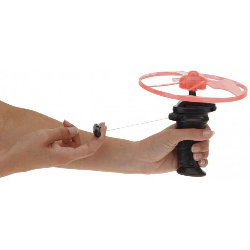 Flyvende Helikopter Skive. grøn med LED Lys