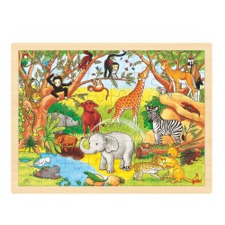 Træ Puslespil Med Afrikas Dyr 48 Brikker