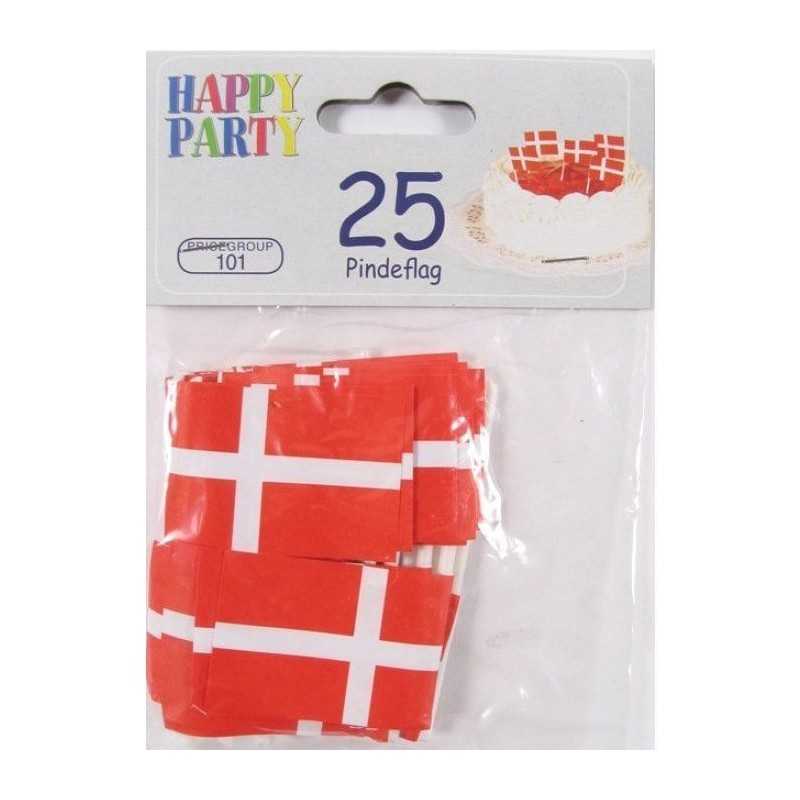 25 Stk. Pindeflag Med Det Dansk Design Plast